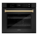 ZLINE Autograph Edition 30 in. Professional True Convection Single Wall Oven with Air Fry and Self Clean in Black Stainless Steel with Polished Gold Handle (WASBZ-30-G) view 1