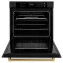 ZLINE Autograph Edition 30 in. Professional True Convection Single Wall Oven with Air Fry and Self Clean in Black Stainless Steel with Polished Gold Handle (WASBZ-30-G) view 17