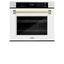 ZLINE Autograph Edition 30 in. Professional True Convection Single Wall Oven with Air Fry and Self Clean in Satin Stainless Steel with White Matte Door and Champagne Bronze Handle (WASSZ-WM-30-CB) view 19