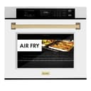 ZLINE Autograph Edition 30 in. Professional True Convection Single Wall Oven with Air Fry and Self Clean in Satin Stainless Steel with White Matte Door and Champagne Bronze Handle (WASSZ-WM-30-CB) view 16