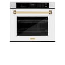 ZLINE Autograph Edition 30 in. Professional True Convection Single Wall Oven with Air Fry and Self Clean in Satin Stainless Steel with White Matte Door and Polished Gold Handle (WASSZ-WM-30-G) view 19