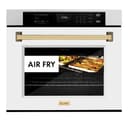 ZLINE Autograph Edition 30 in. Professional True Convection Single Wall Oven with Air Fry and Self Clean in Satin Stainless Steel with White Matte Door and Polished Gold Handle (WASSZ-WM-30-G) view 16