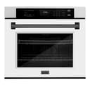 ZLINE Autograph Edition 30 in. Professional True Convection Single Wall Oven with Air Fry and Self Clean in Satin Stainless Steel with White Matte Door and Matte Black Handle (WASSZ-WM-30-MB) view 1