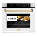 ZLINE Autograph Edition 30 in. Professional True Convection Single Wall Oven with Air Fry and Self Clean in Stainless Steel with White Matte Door and Champagne Bronze Handle (WASZ-WM-30-CB) view 13