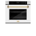 ZLINE Autograph Edition 30 in. Professional True Convection Single Wall Oven with Air Fry and Self Clean in Stainless Steel with White Matte Door and Polished Gold Handle (WASZ-WM-30-G) view 18