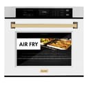 ZLINE Autograph Edition 30 in. Professional True Convection Single Wall Oven with Air Fry and Self Clean in Stainless Steel with White Matte Door and Polished Gold Handle (WASZ-WM-30-G) view 13
