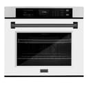 ZLINE Autograph Edition 30 in. Professional True Convection Single Wall Oven with Air Fry and Self Clean in Stainless Steel with White Matte Door and Matte Black Handle (WASZ-WM-30-MB) view 1