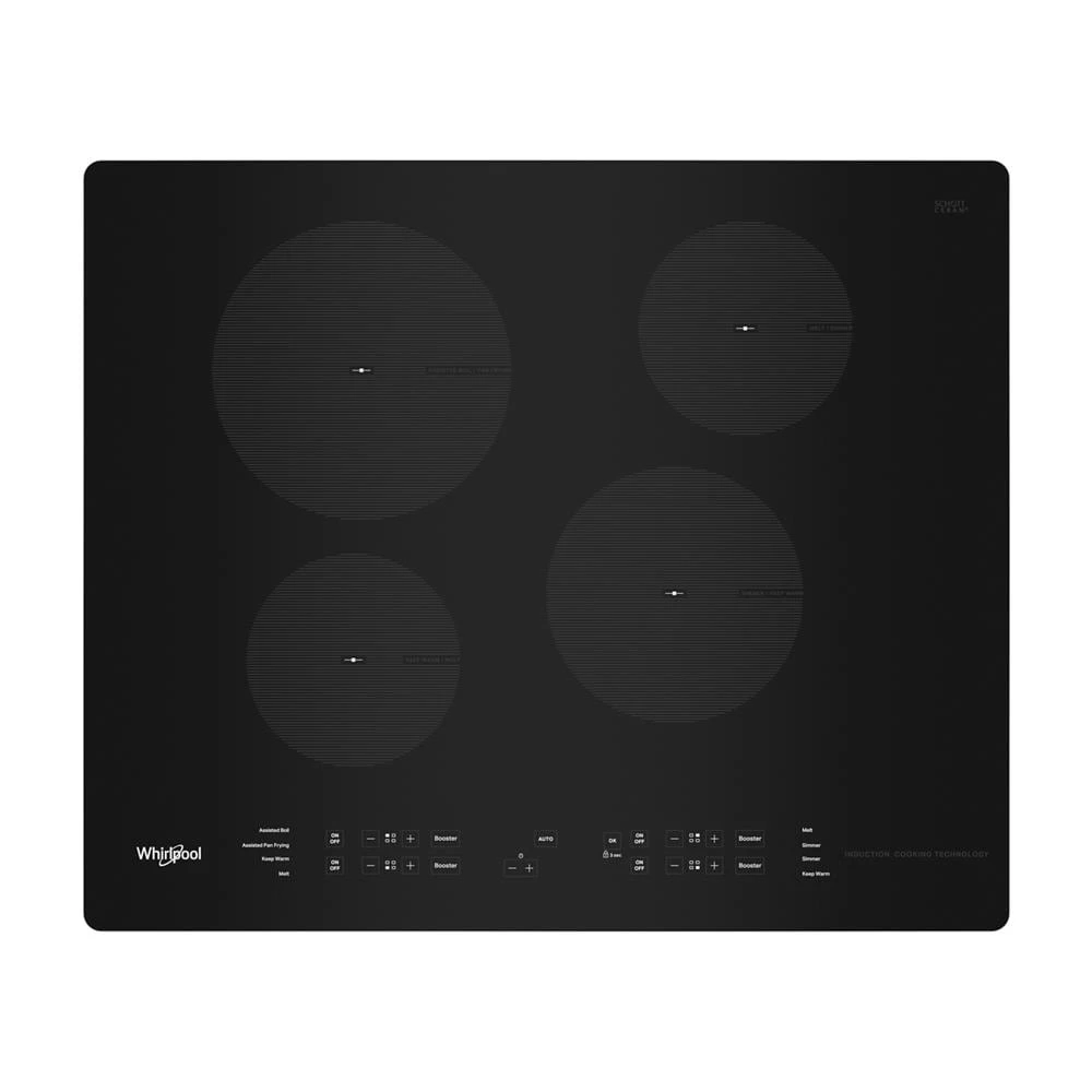 Black electric cooktop with four burners