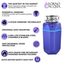 ACQUA BrightDIAMOND 3/4HP Super Quiet Garbage Disposal Corded with Motion Sensor Cabinet Light & Pre-Wired Air Switch view 7