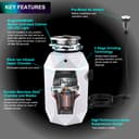 ACQUA BrightDIAMOND 3/4HP Super Quiet Garbage Disposal Corded with Motion Sensor Cabinet Light & Pre-Wired Air Switch view 6