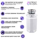 ACQUA BrightDIAMOND 1HP Super Quiet Garbage Disposal Corded with Motion Sensor Cabinet Light & Pre-Wired Air Switch view 7