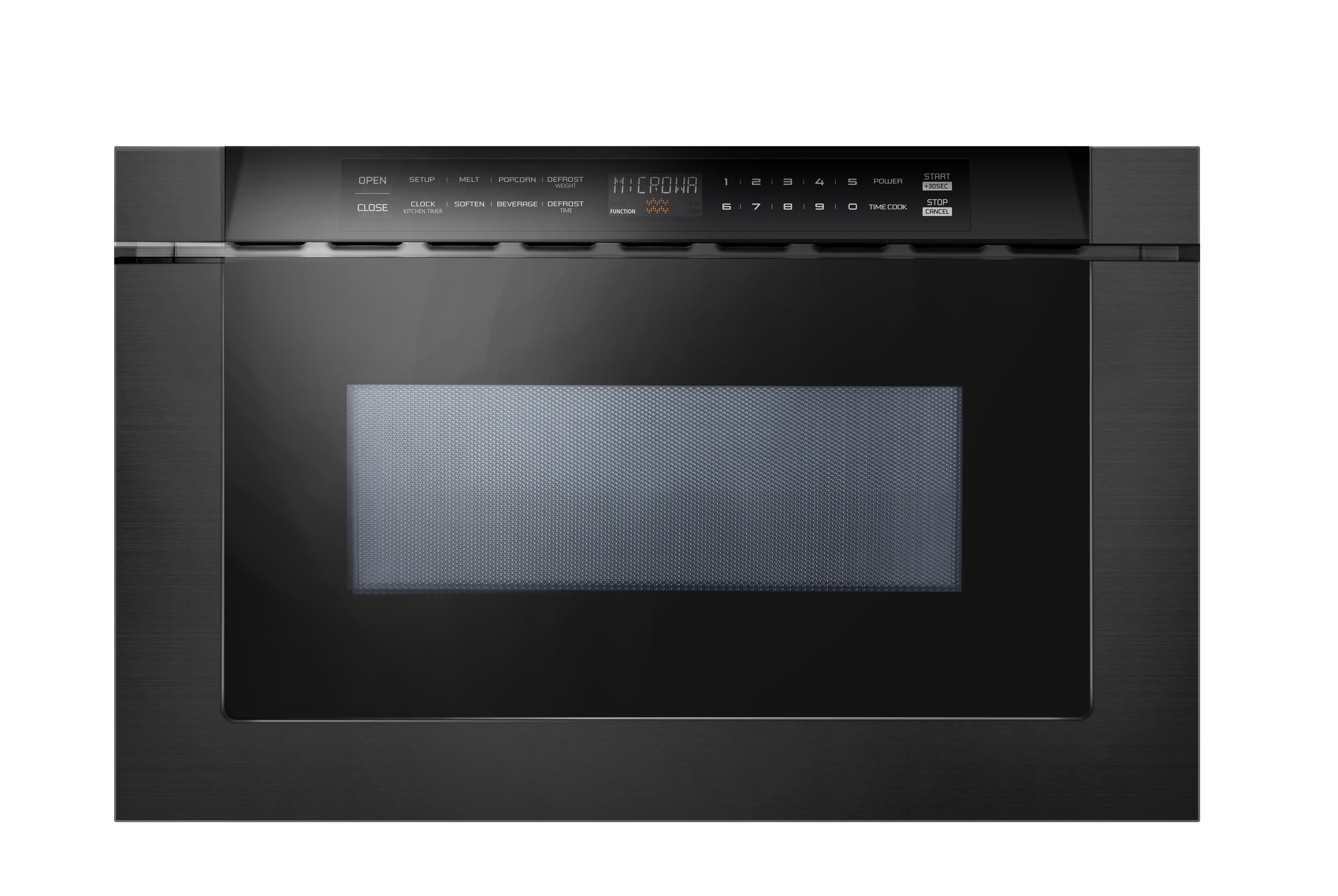 24" Built-In Microwave Drawer - Black Glass & Black Stainless