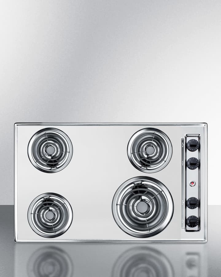 30" Wide 230V 4-Burner Coil Cooktop