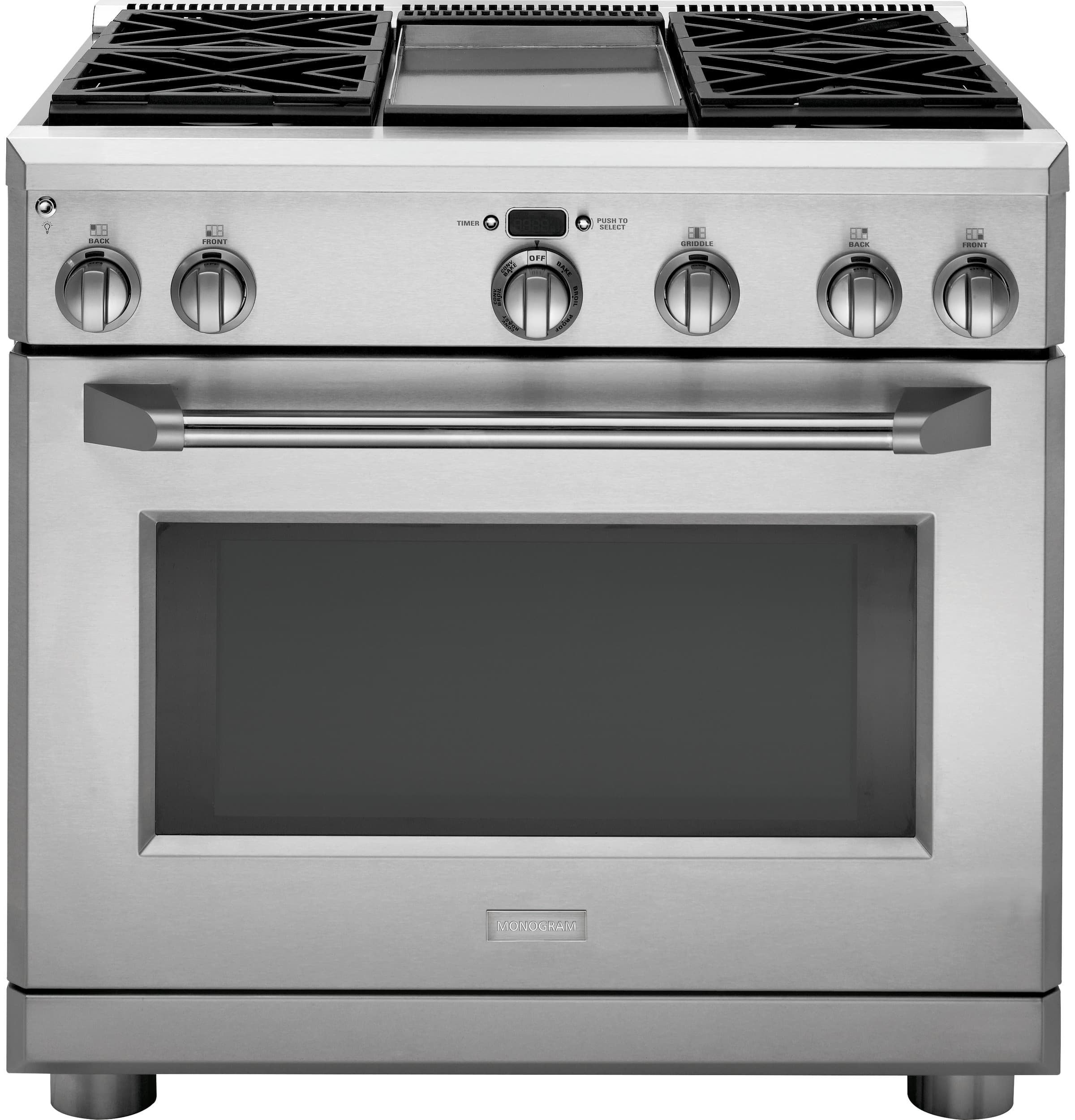 Monogram 36" All Gas Professional Range with 4 Burners and Griddle (Liquid Propane)