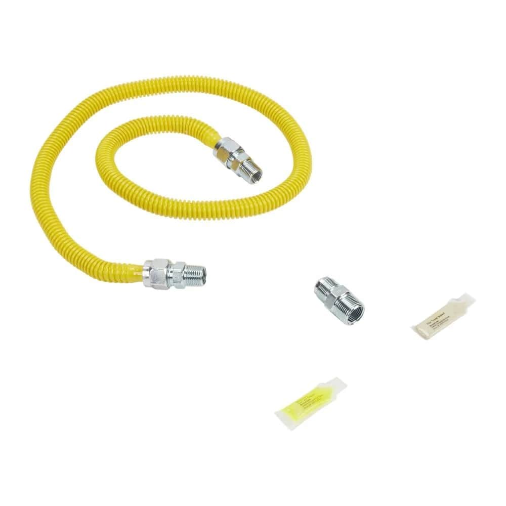 4' Gas Range Connector Kit with two 1/2" & one 3/4" male/female connectors, and sealant
