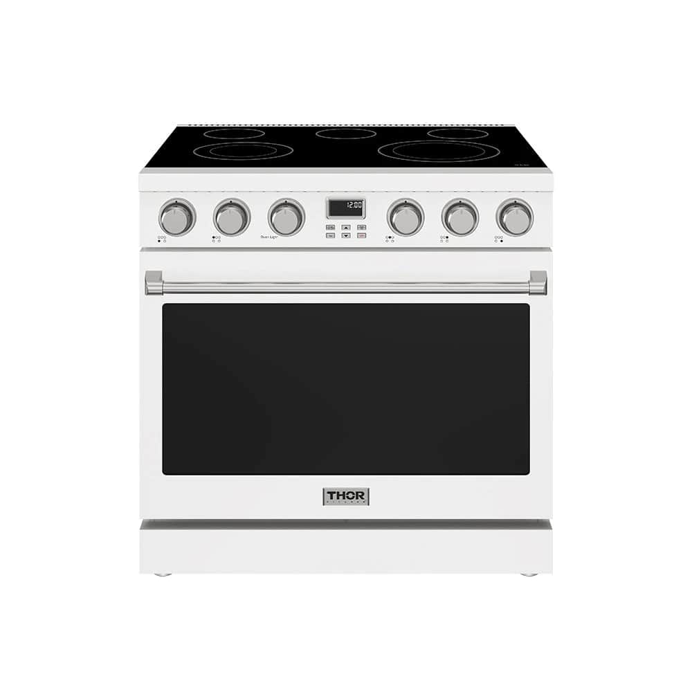 36 Inch Electric Range In White Contemporary Professional