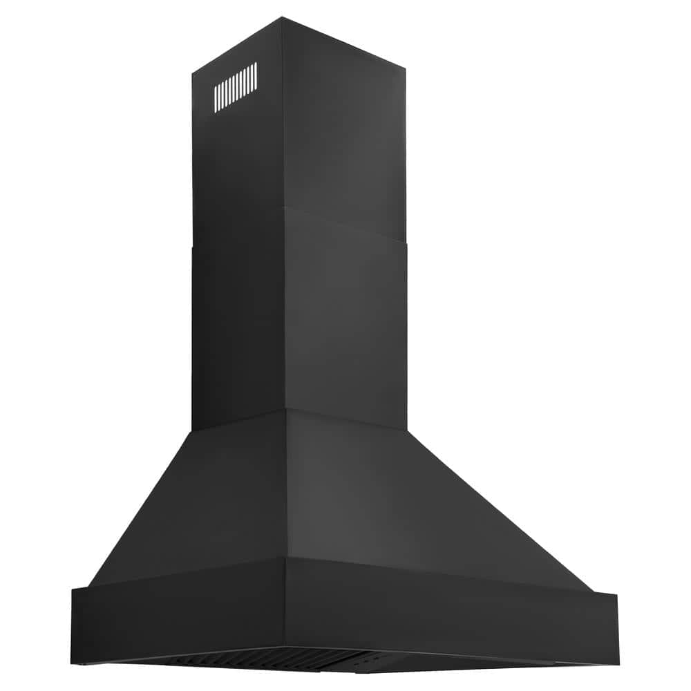 30 In. Convertible Vent Black Stainless Steel Wall Mount Range Hood