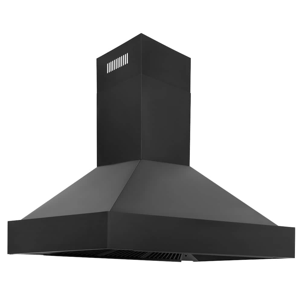 48 In. Ducted Vent Black Stainless Steel Wall Mount Range Hood
