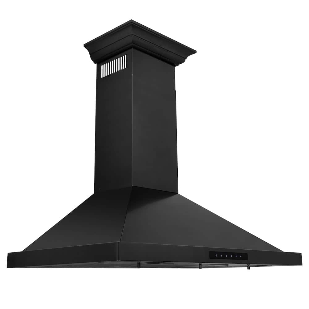 30 In. Convertible Vent Wall Mount Range Hood In Black Stainless Steel With Crown Molding