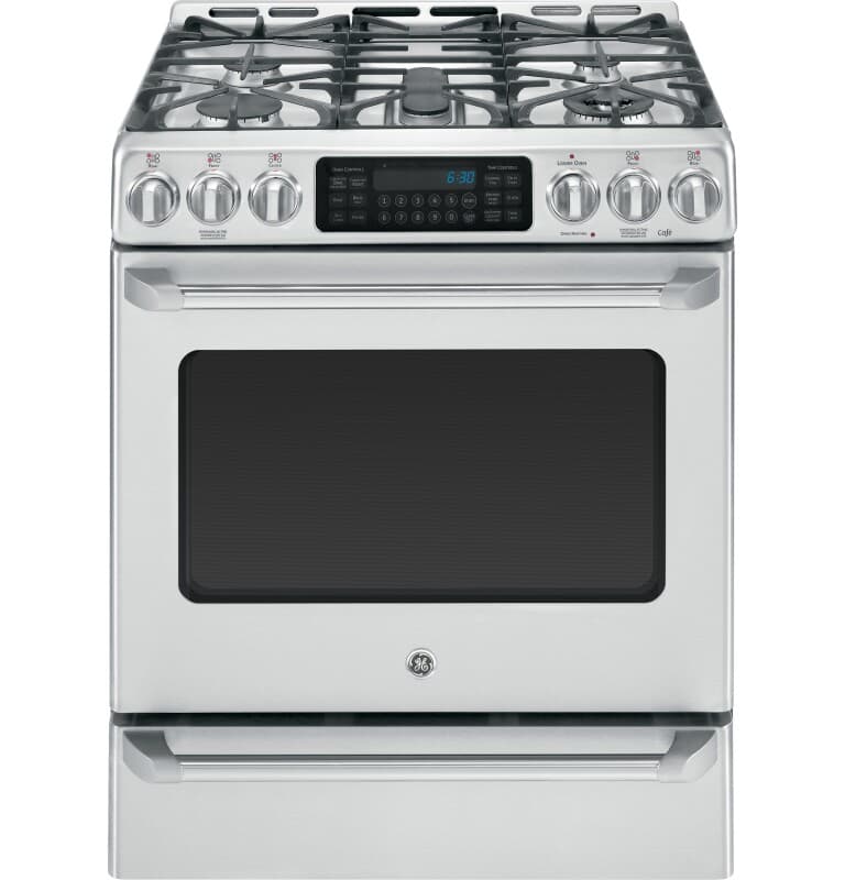 GE Series Slide-In Front Control Dual-Fuel Range with Baking Drawer