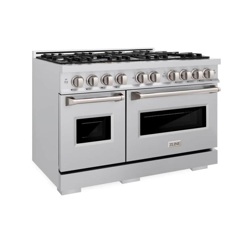 48 In. 6.7 Cu. Ft. Classic Double Oven Gas Range With 8 Burner Cooktop In Stainless Steel