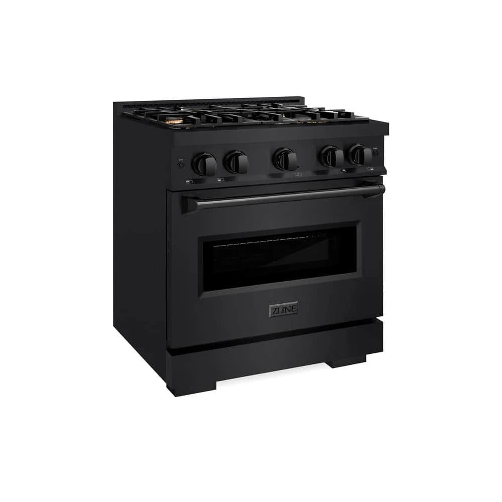 30 In. 4.2 Cu. Ft. Classic Gas Range With Convection Gas Oven In Black Stainless Steel With 4 Brass Burners
