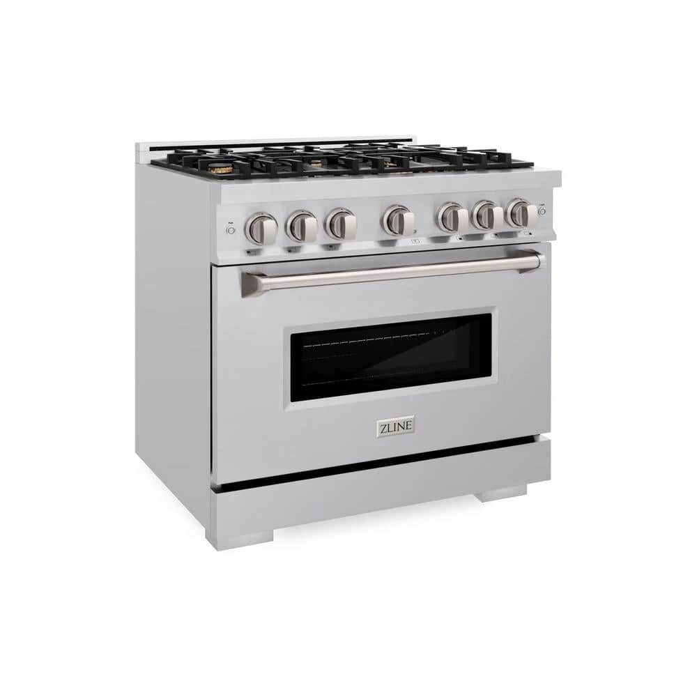 36 In. 5.2 Cu. Ft. Classic Gas Range With Convection Gas Oven In Stainless Steel With 6 Brass Burners