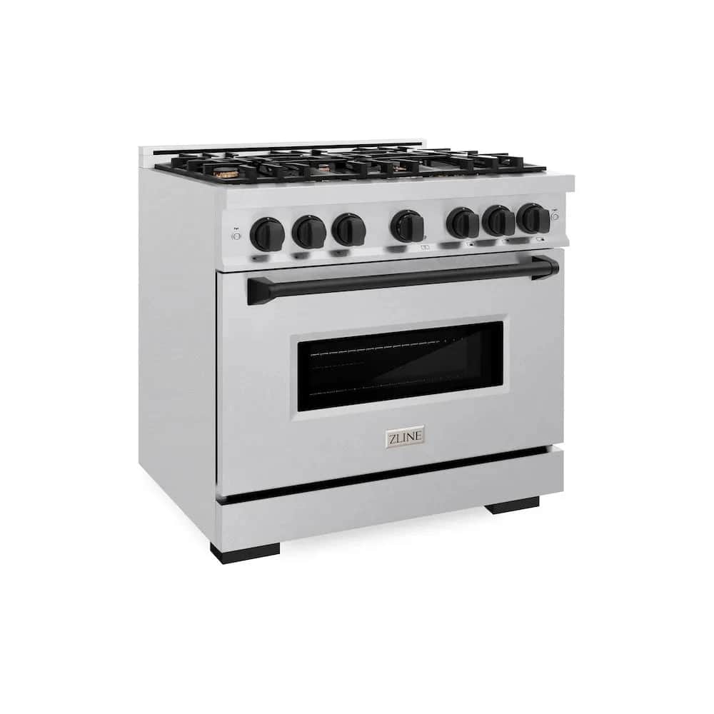 Autograph Edition 36 In. 5.2 Cu. Ft. Classic Gas Range With 6 Burner Cooktop And Convection Gas Oven In Satin Stainless Steel And Matte Black Accents