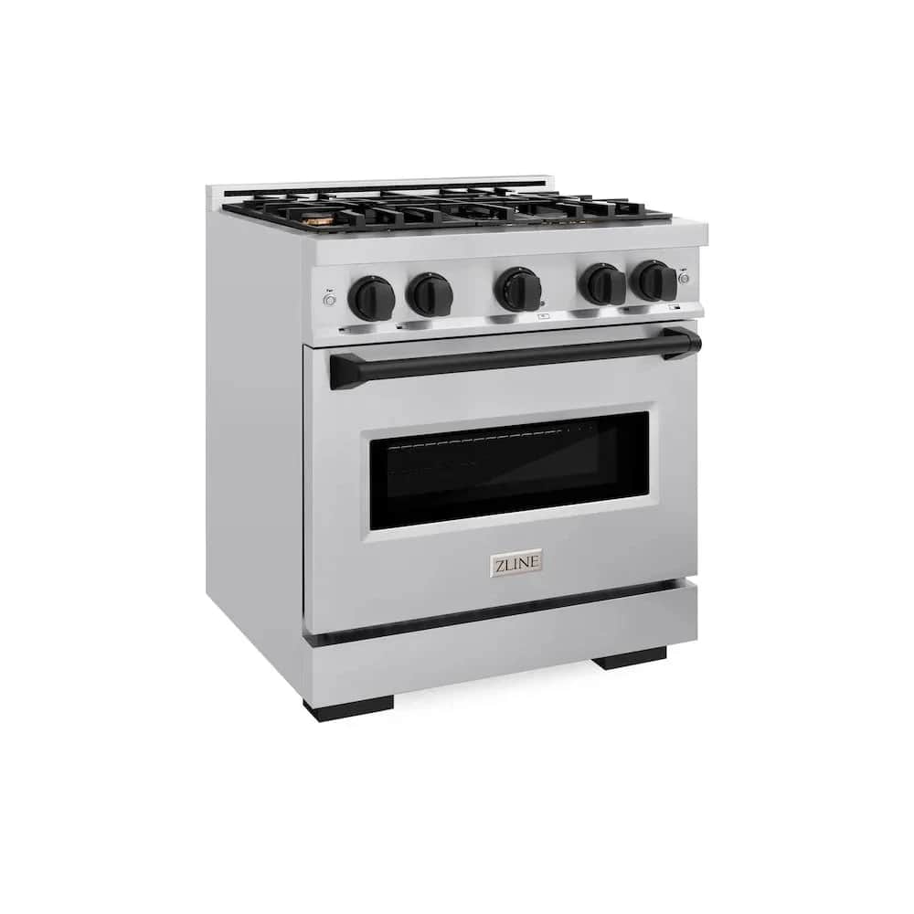 Autograph Edition 30 In. 4.2 Cu. Ft. Classic Gas Range With 4 Burner Cooktop And Convection Gas Oven In Stainless Steel And Matte Black Accents