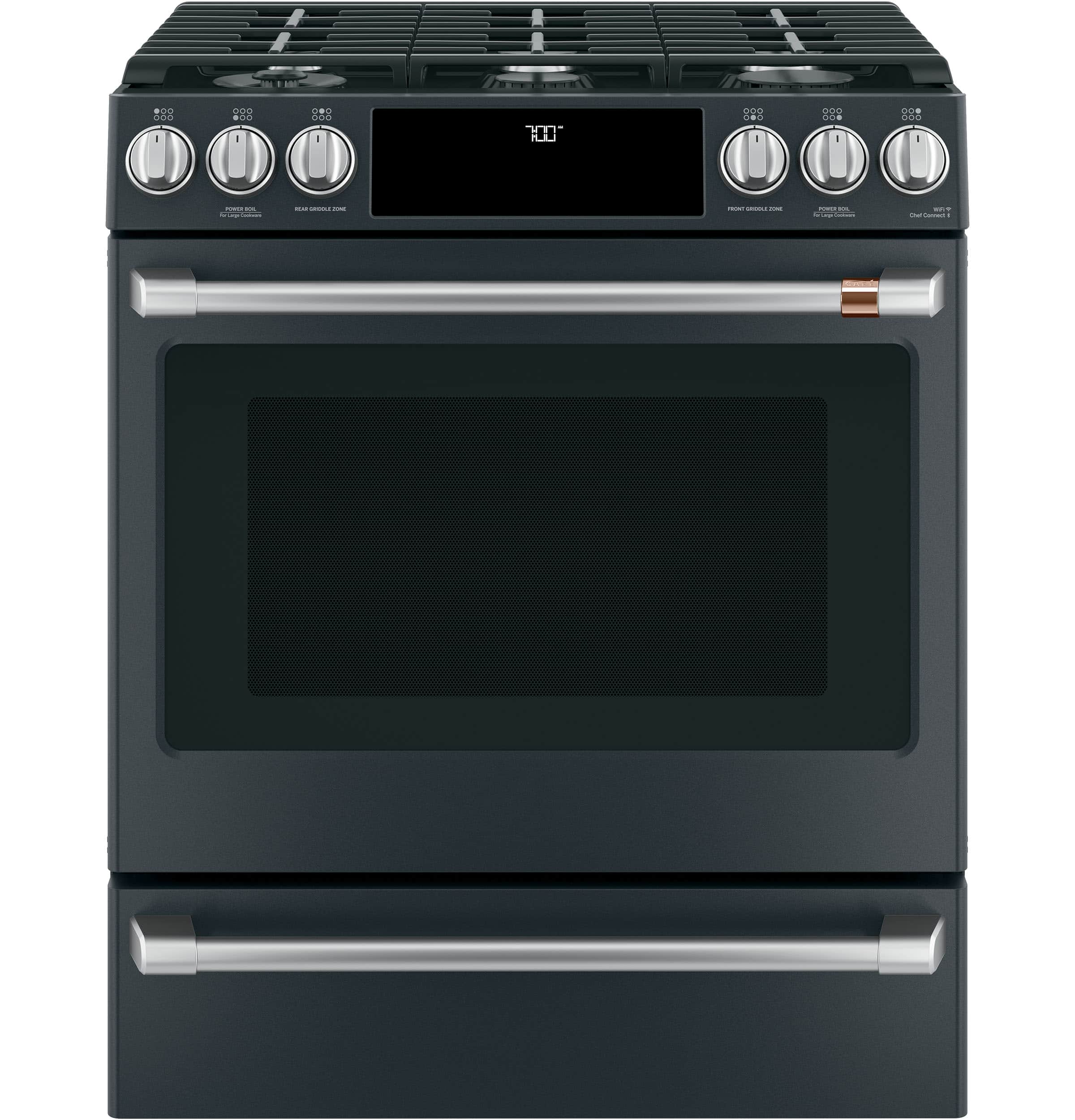 Café 30" Smart Slide-in, Front-control, Gas Range With Convection Oven