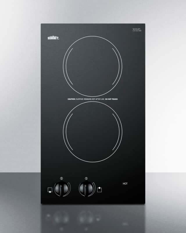 12" Wide 230V 2-Burner Radiant Cooktop