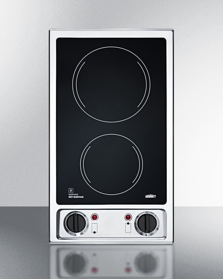 12" Wide 115V 2-Burner Radiant Cooktop