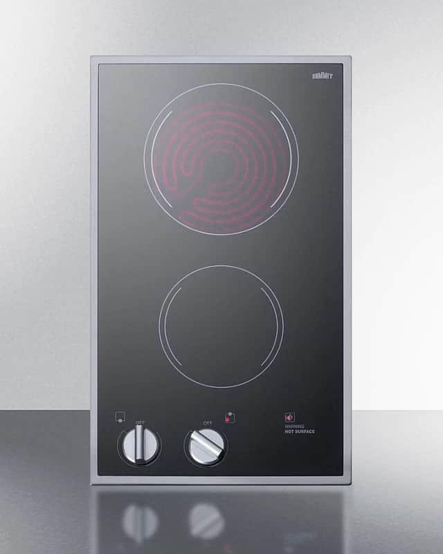 12" Wide 220/240V 2-Burner Radiant Cooktop