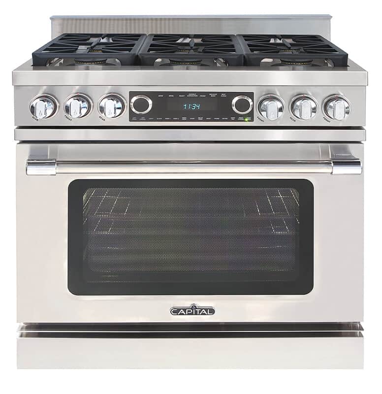 36″ Grand Chef Dual Fuel Range 6 Sealed Burners LP