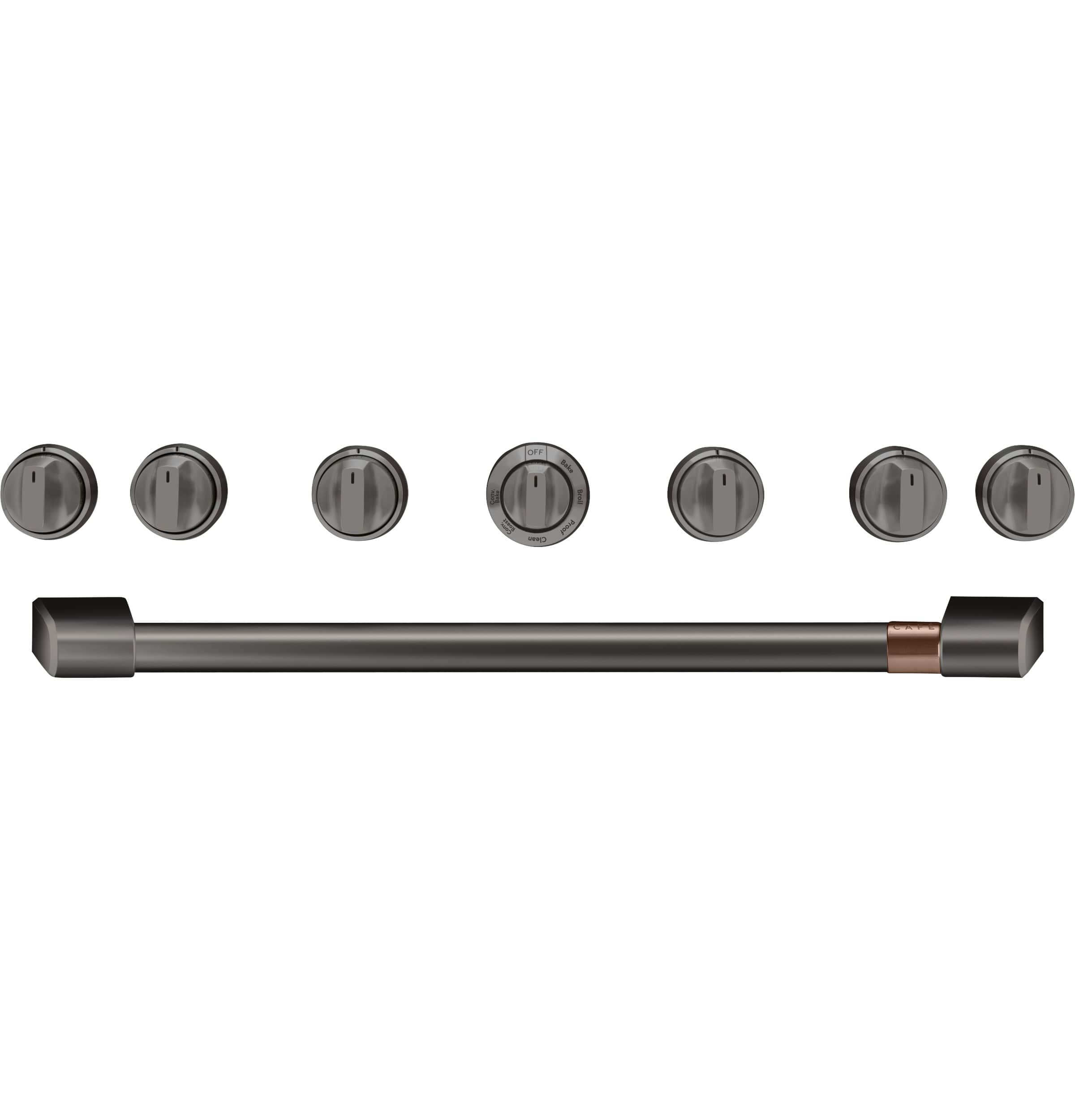 CAFÉ™ 36" Brushed Black Handle & Knob Set for Pro Range and Rangetop