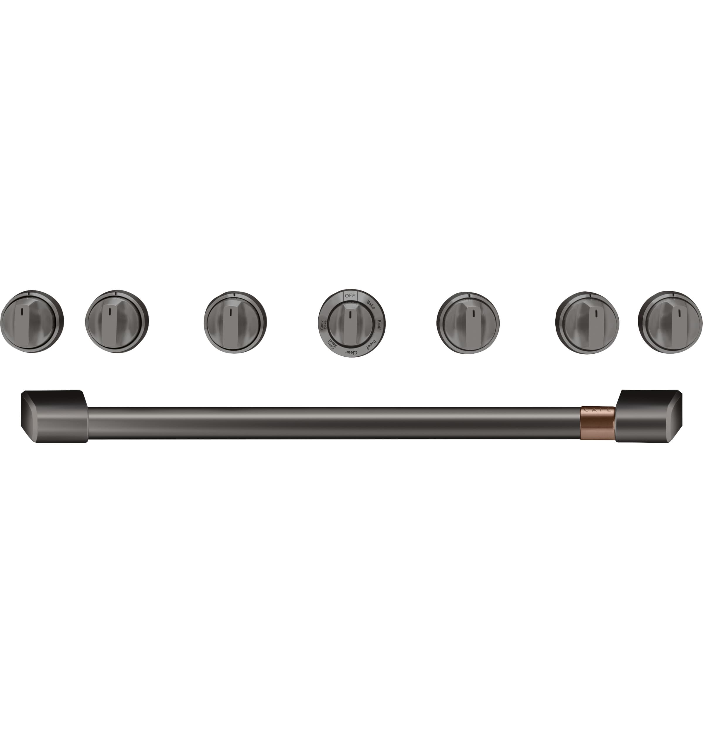 CAFÉ™ 36" Brushed Black Handle & Knob Set for Pro Range and Rangetop