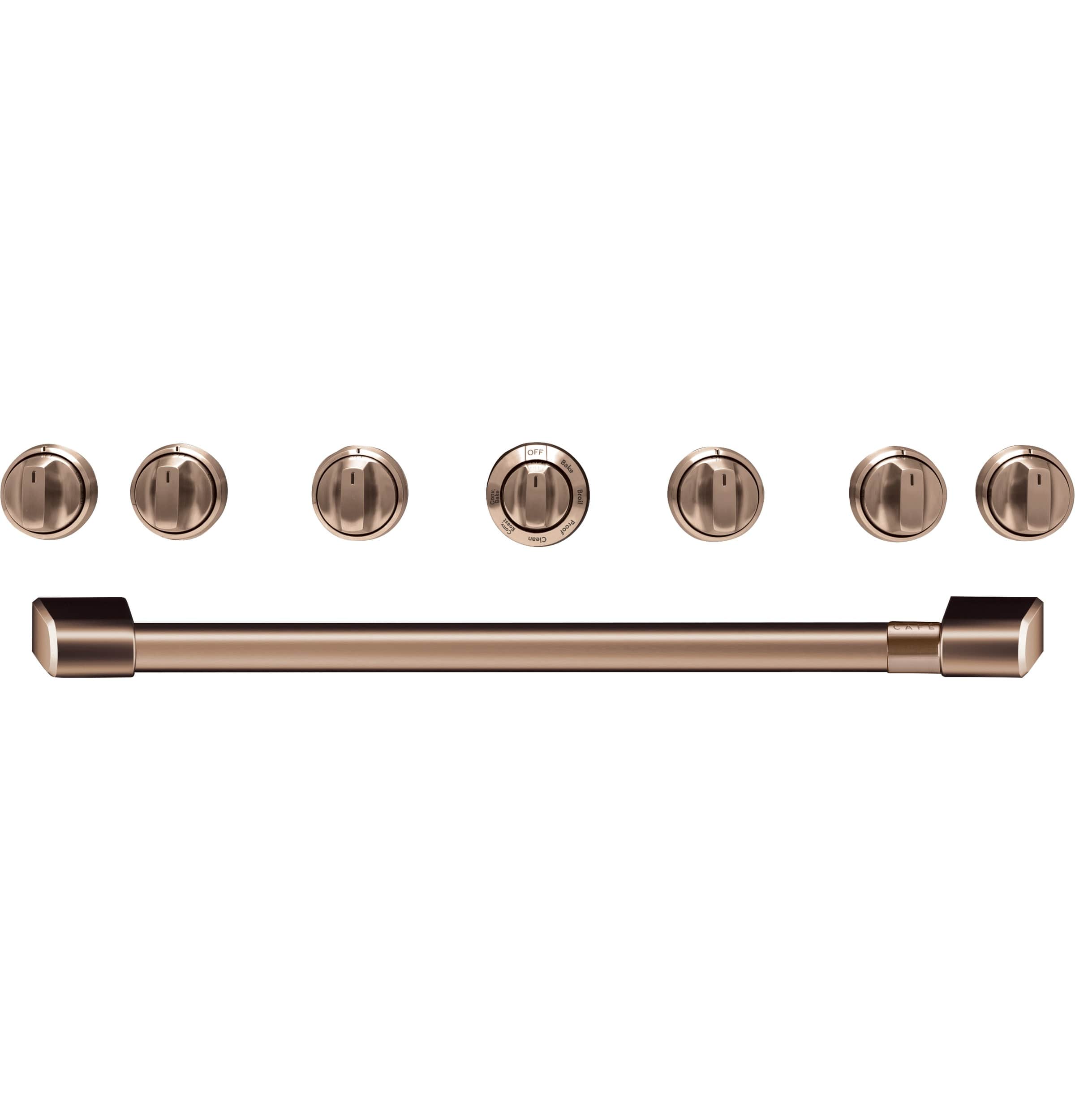 CAFÉ™ 36" Brushed Copper Handle & Knob Set for Pro Range and Rangetop