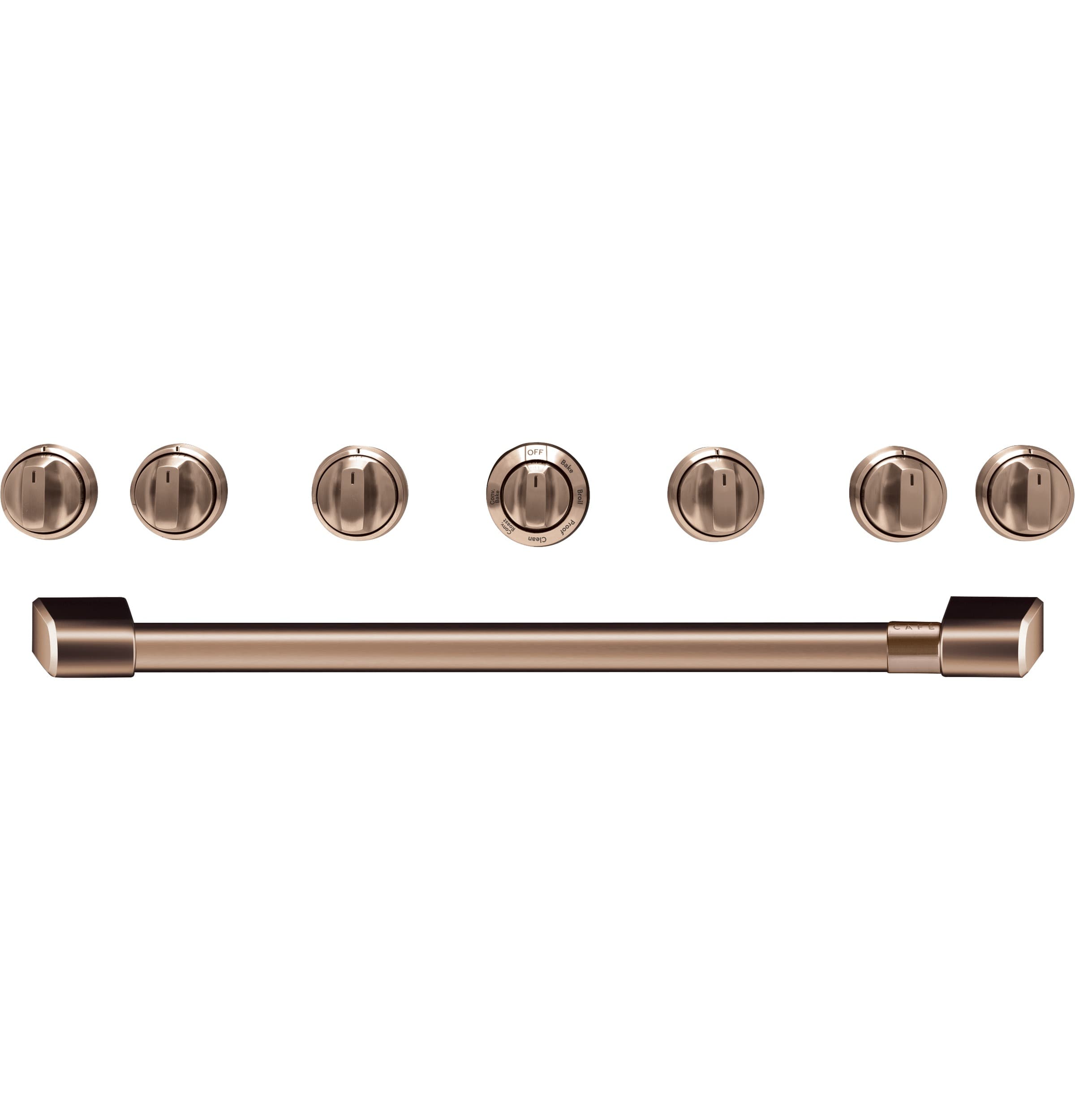 CAFÉ™ 36" Brushed Copper Handle & Knob Set for Pro Range and Rangetop