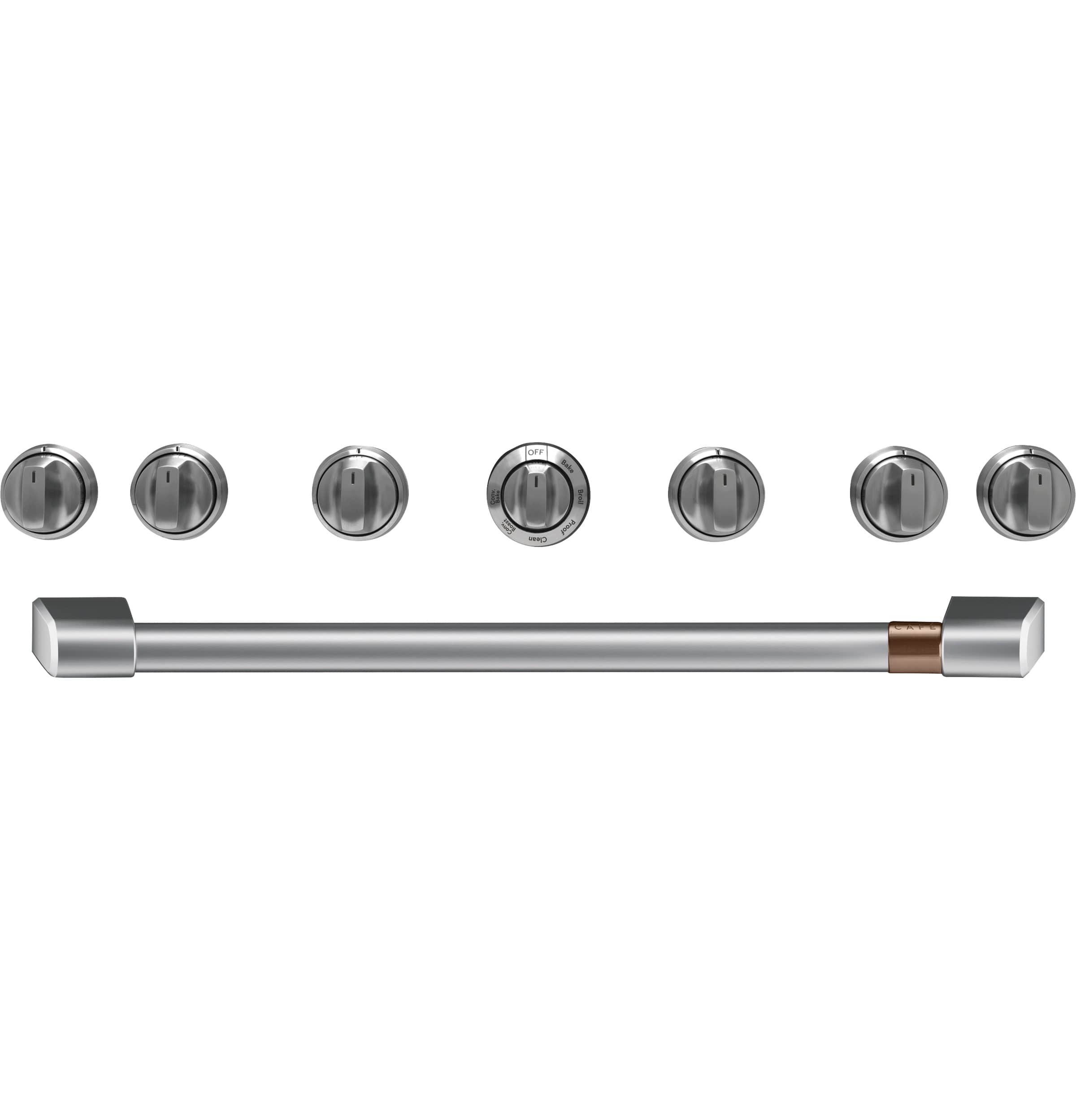 CAFÉ™ 36" Brushed Stainless Handle & Knob Set for Pro Range and Rangetop