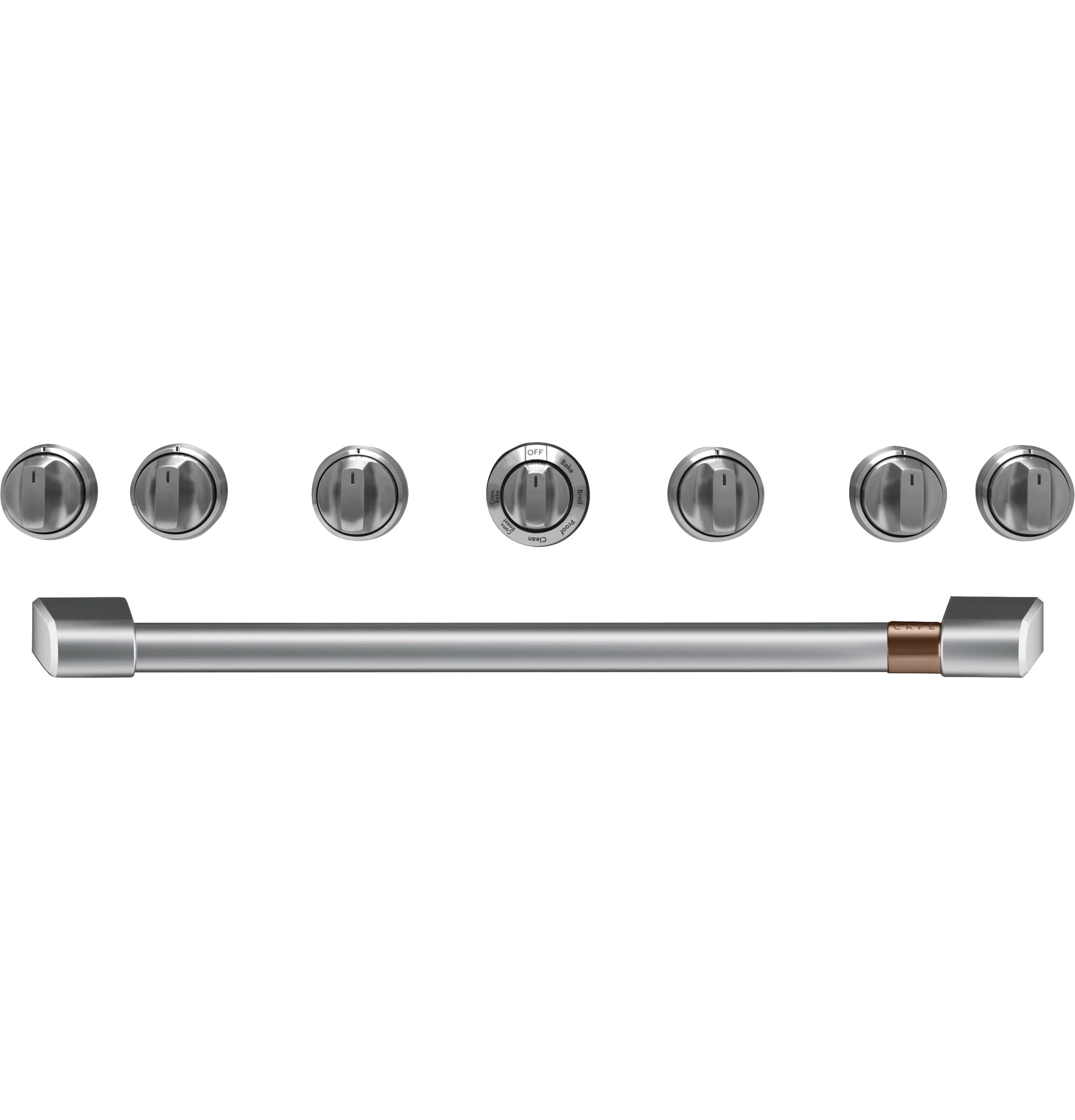 CAFÉ™ 36" Brushed Stainless Handle & Knob Set for Pro Range and Rangetop