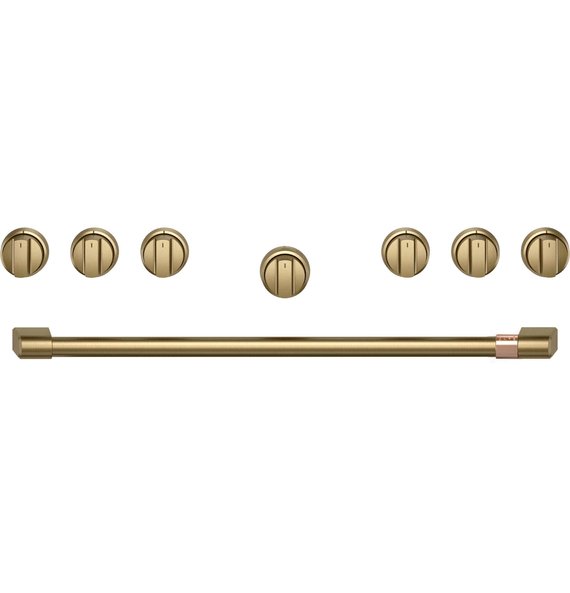 Café 36" Brushed Brass Handle & Knob Set For Pro Range And Rangetop