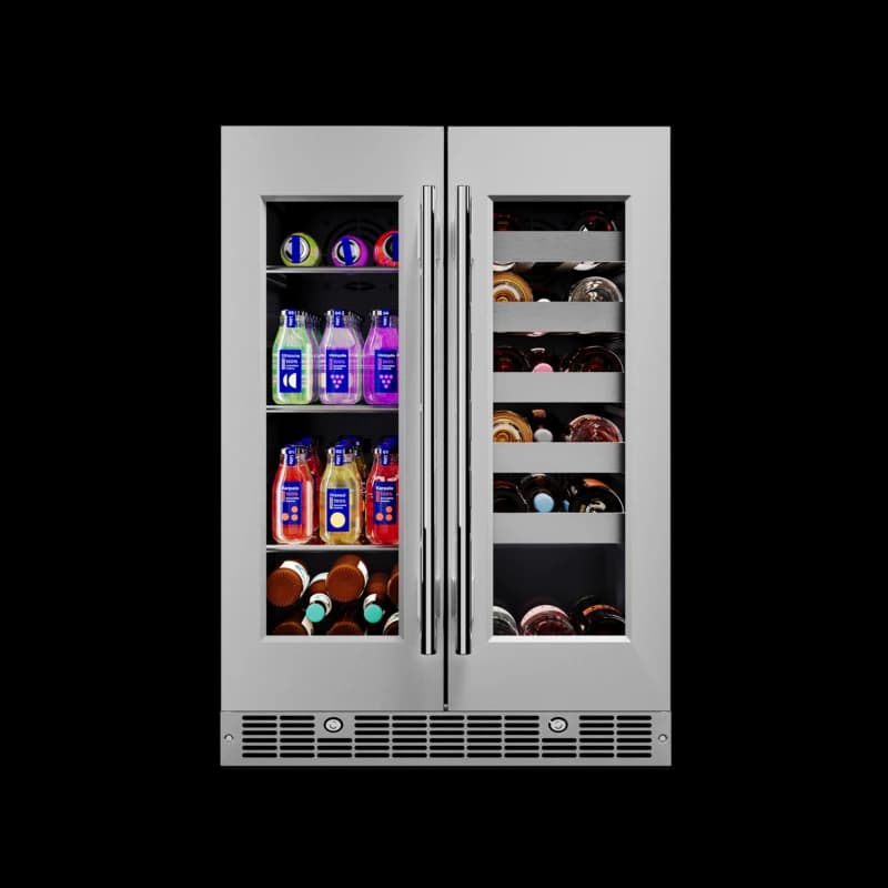 Cellara By 24 In., 27 Bottle And 45 Can Dual Zone French Door Wine And Beverage Cooler
