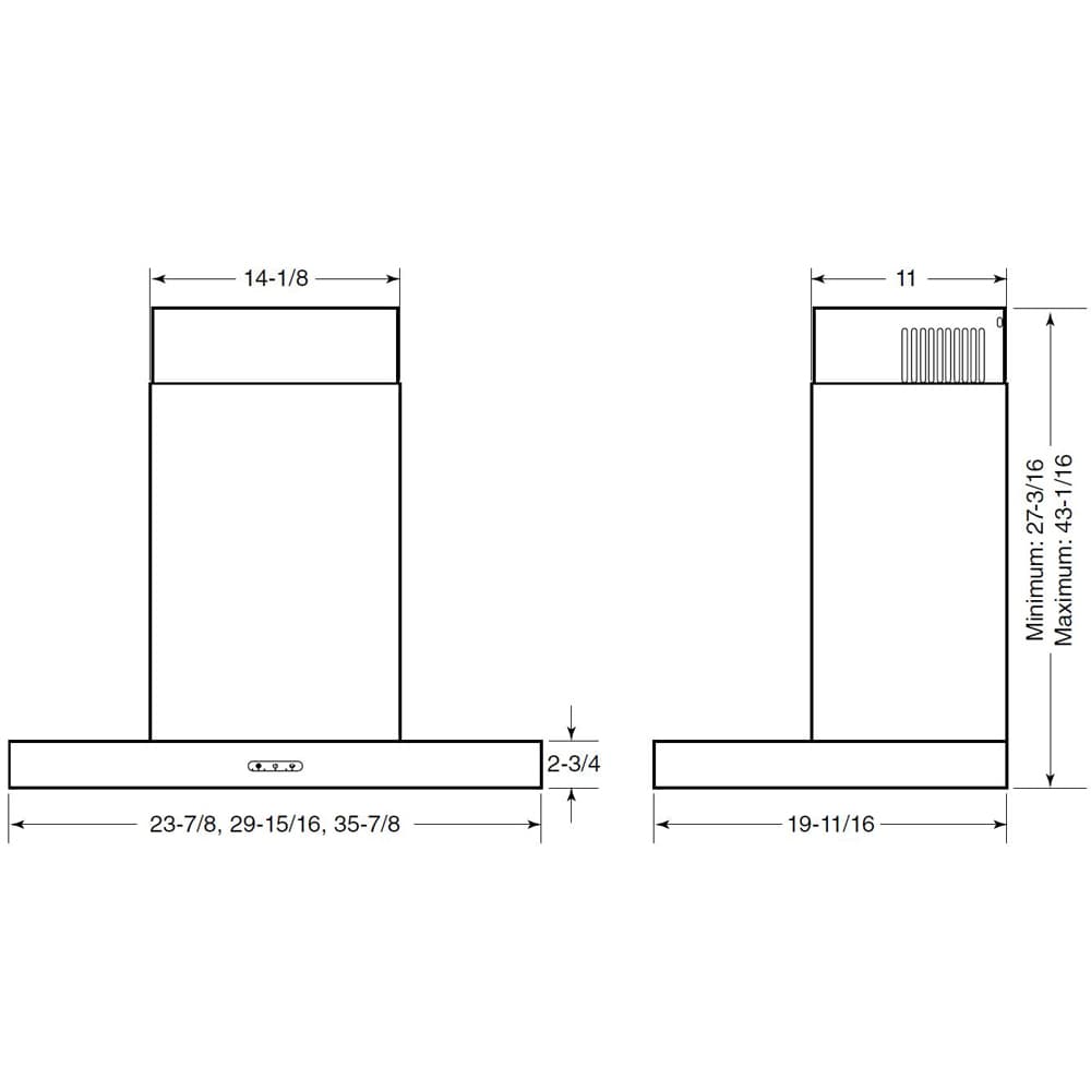 Elite EW43 Series 30-Inch Convertible T-Style Wall Mount Chimney Range Hood, 460 Max Blower CFM