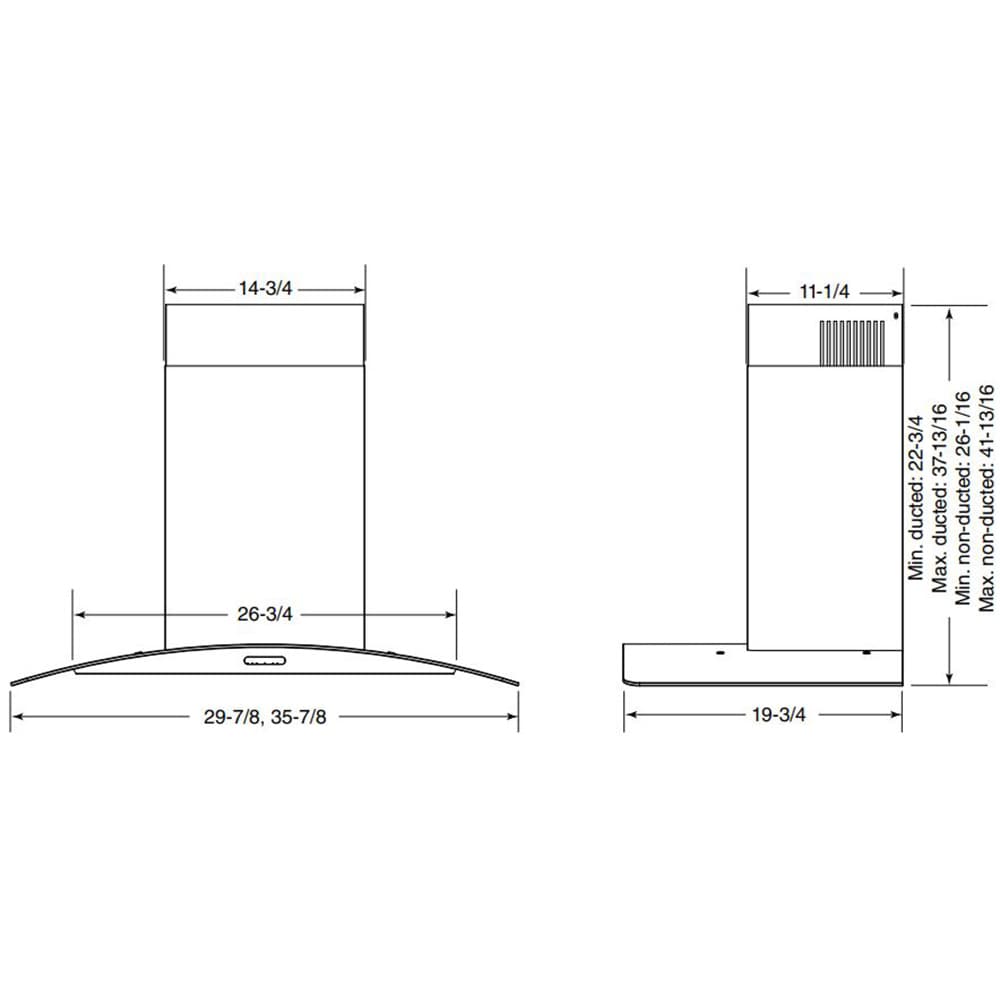 Broan Elite EW46 Series 30-Inch Convertible Curved Glass Chimney Range Hood, 460 Max Blower CFM