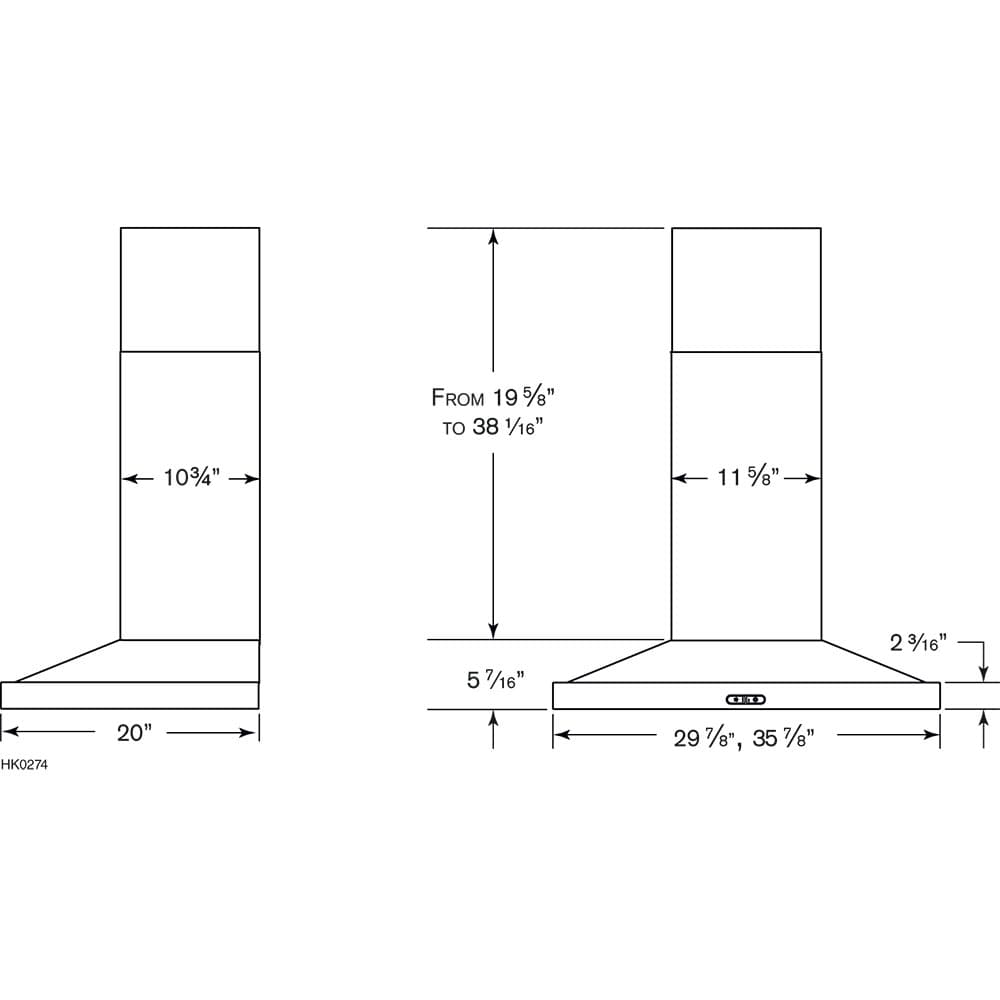 Elite EW54 Series 30-Inch Wall-Mount Range Hood, 600 Max Blower CFM