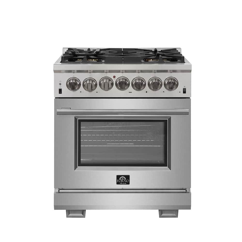 Capriasca 30-Inch Freestanding Dual Fuel Range, 4 Burners, True Convection Oven