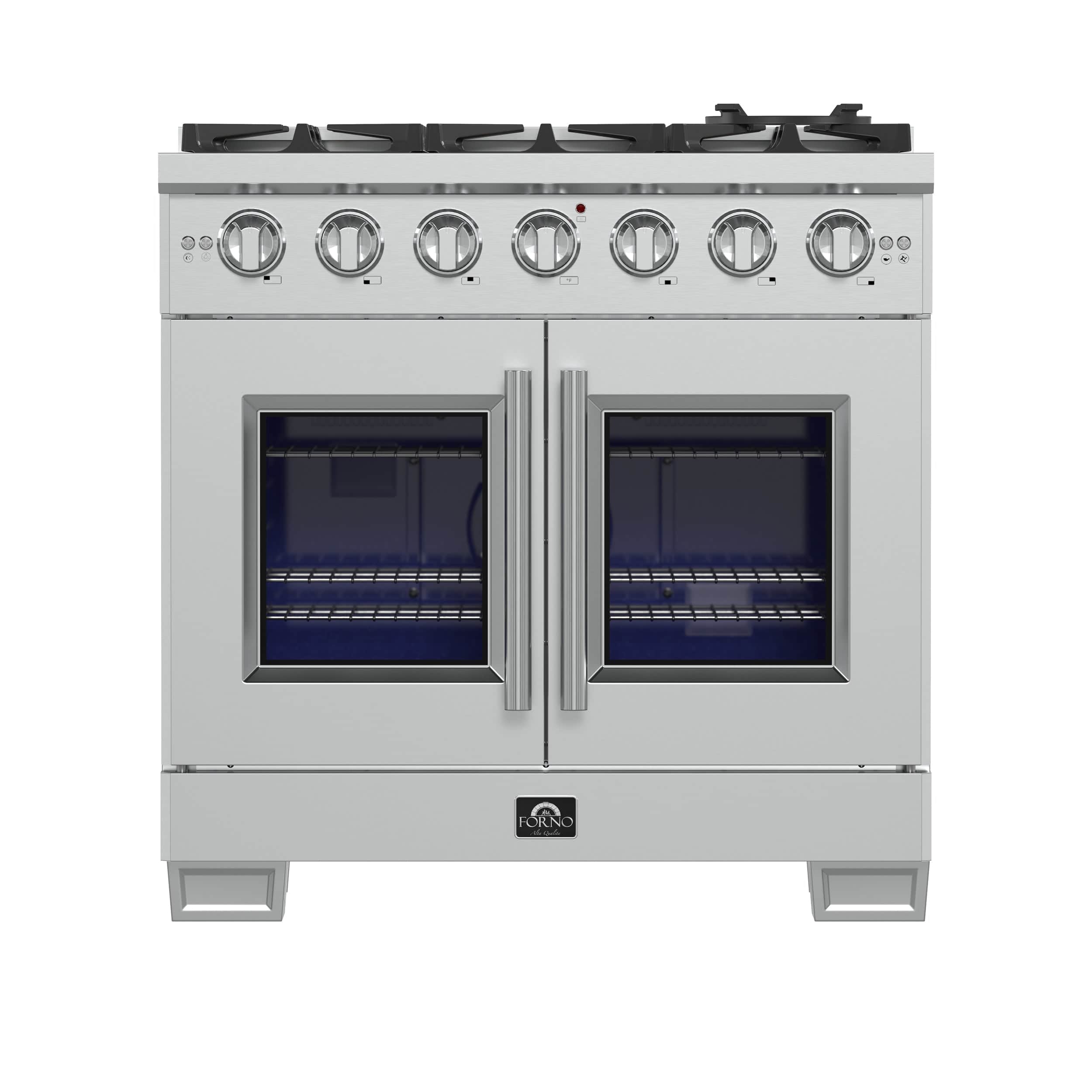 Capriasca 36-Inch Freestanding French Door Gas Range, 6 Burners, Convection Oven, Energy Efficient