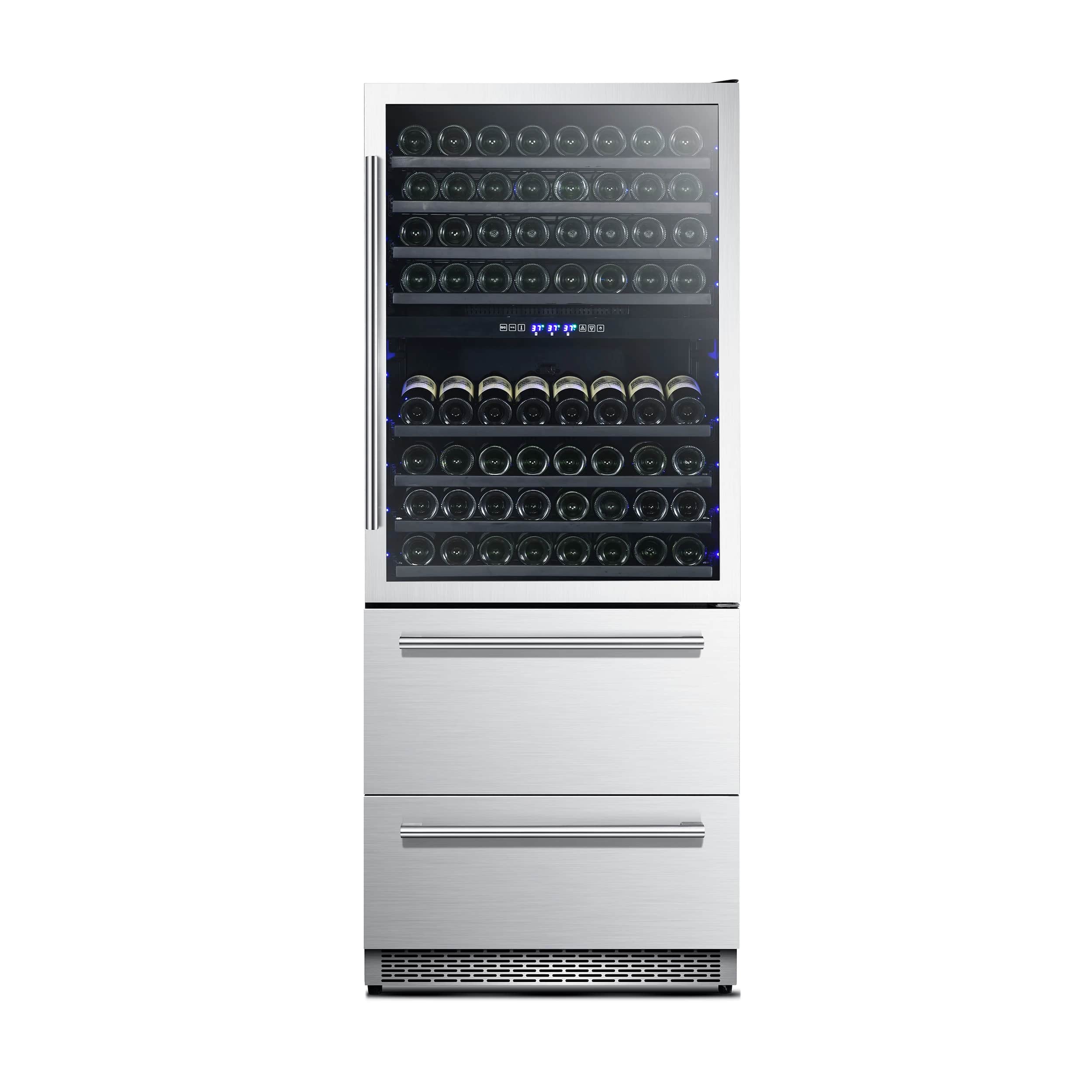 Capraia 30-Inch Dual Temperature Zone Wine Cooler, Up to 144 Bottles, Two Refrigerated Drawers, Adjustable Temperature Zones