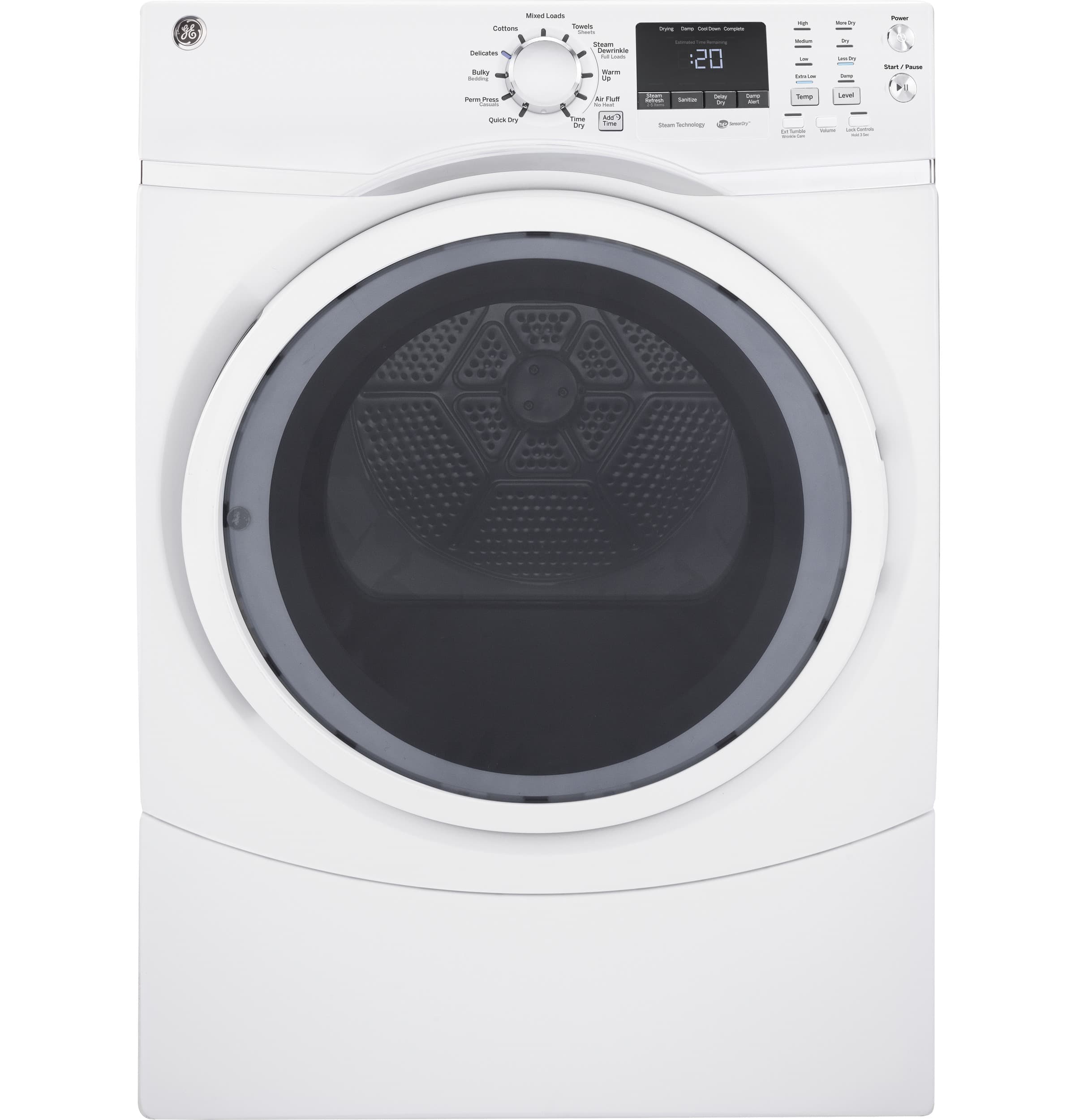 7.5 cu. ft. capacity Front Load gas dryer with steam
