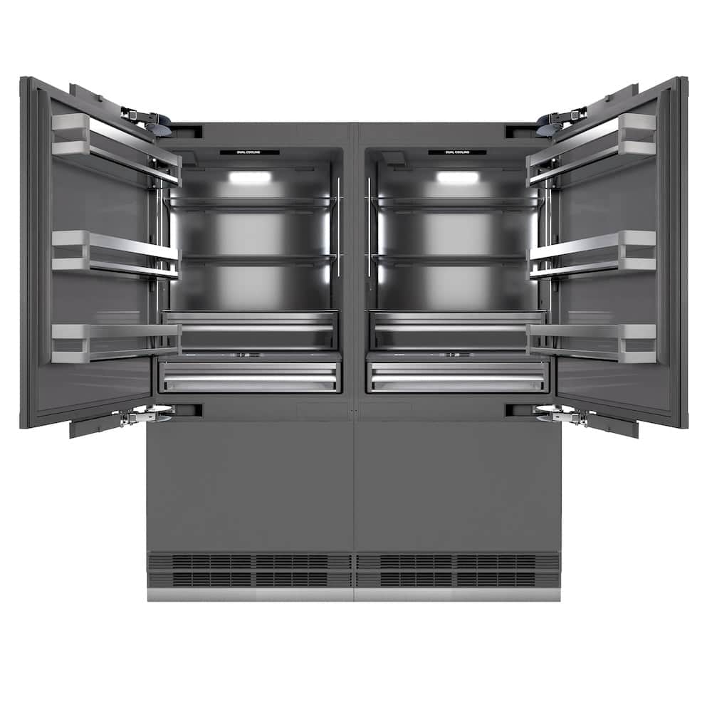 Autograph Edition 72 In. 39.6 Cu. Ft. Panel Ready French Door Built-in Bottom Freezer Refrigerator With Water Dispensers And Ice Makers With Graphite Gray Interior And Champagne Bronze Accents